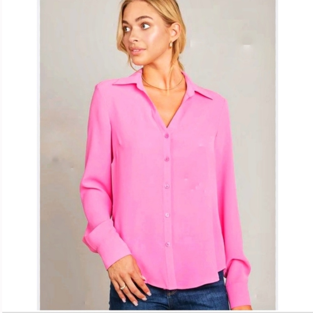 The Limited Pink Button-Up Blouse